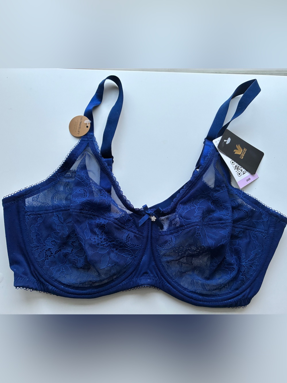 NWT Wacoal Blue Depths Retro Chic Full Figure Lace Underwire Bra 36D 855186
